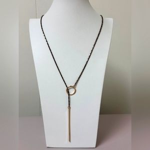 Front Toggle Chain Necklace Gold And Black Tone 27”